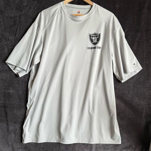 Raiders Coaching Staff Shirt 2XL Badger Sport Gray Team Issued Style NFL Tee - Picture 11 of 11